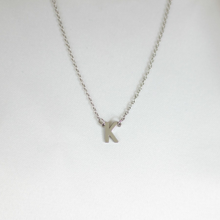 Jewelry Les Précieuses Bijoux | Letter K Pendant Necklace - Silver