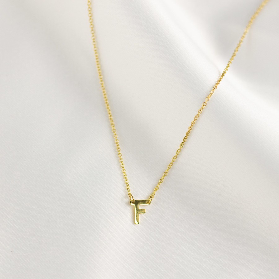 Jewelry Les Précieuses Bijoux | Letter F Pendant Necklace - Gold