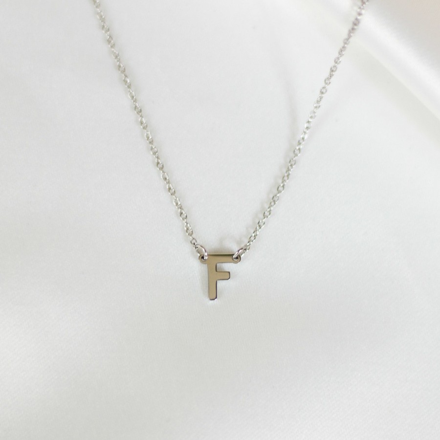 Jewelry Les Précieuses Bijoux | Letter F Pendant Necklace - Silver