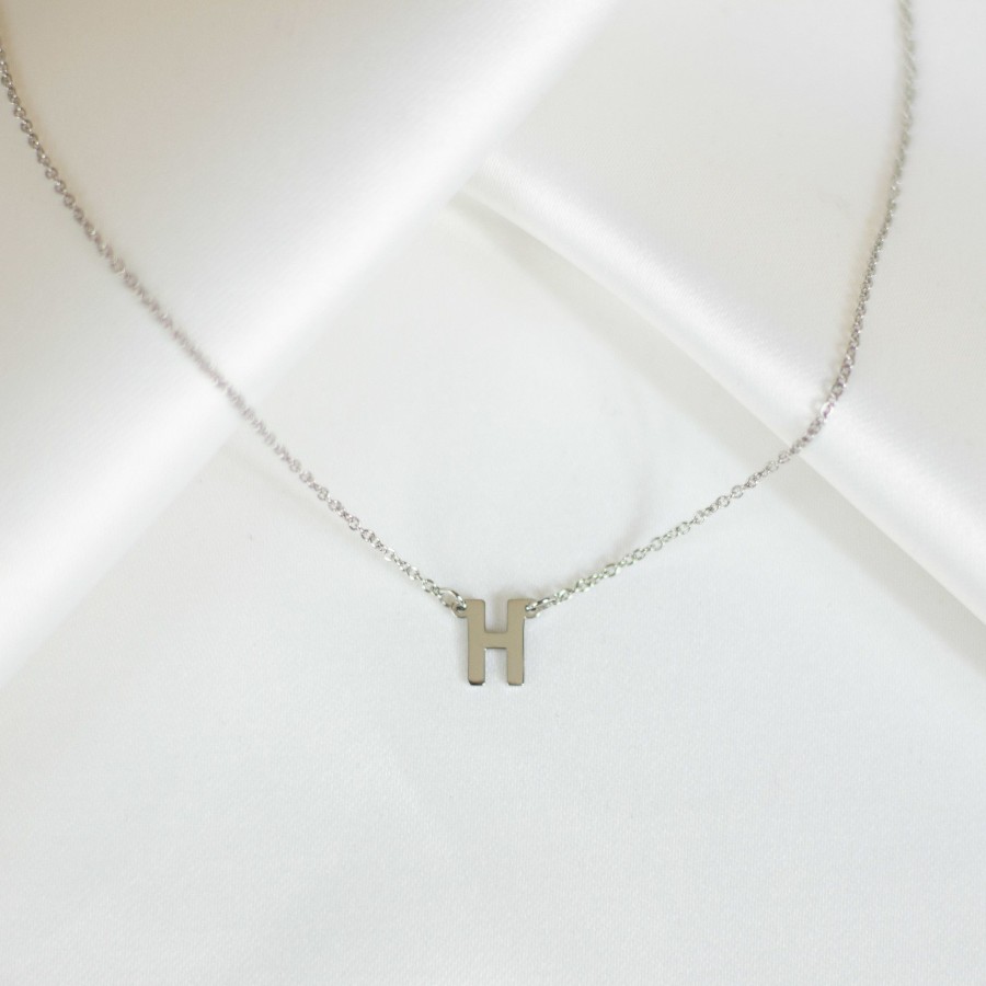 Jewelry Les Précieuses Bijoux | Letter H Pendant Necklace - Silver