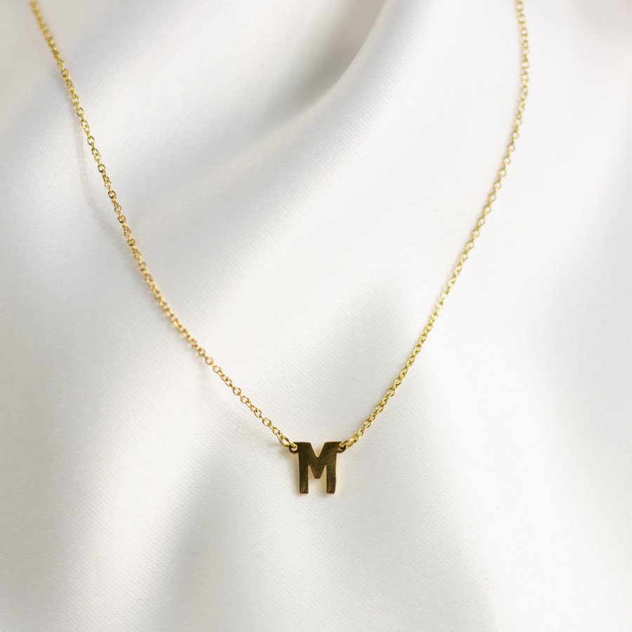 Jewelry Les Précieuses Bijoux | Letter M Pendant Necklace - Gold