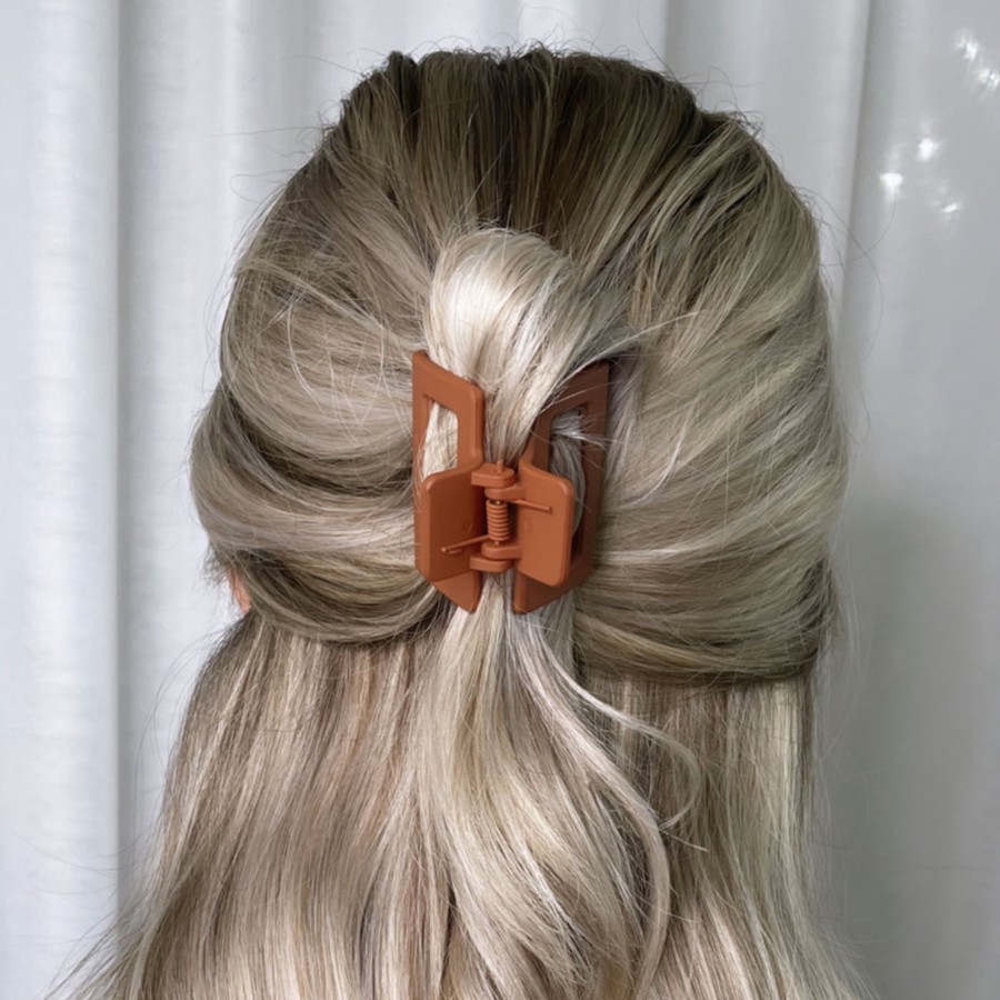 Hair Les Précieuses Pinces Et Barrettes | Square Hair Clip - Terra Cotta Mat