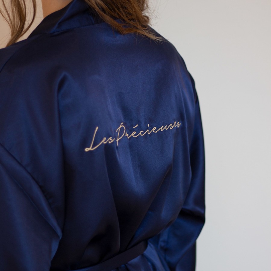 Home Les Précieuses | Satin Bathrobe - Royal Blue