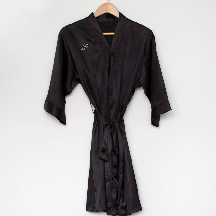 Home Les Précieuses | Satin Bathrobe - Black