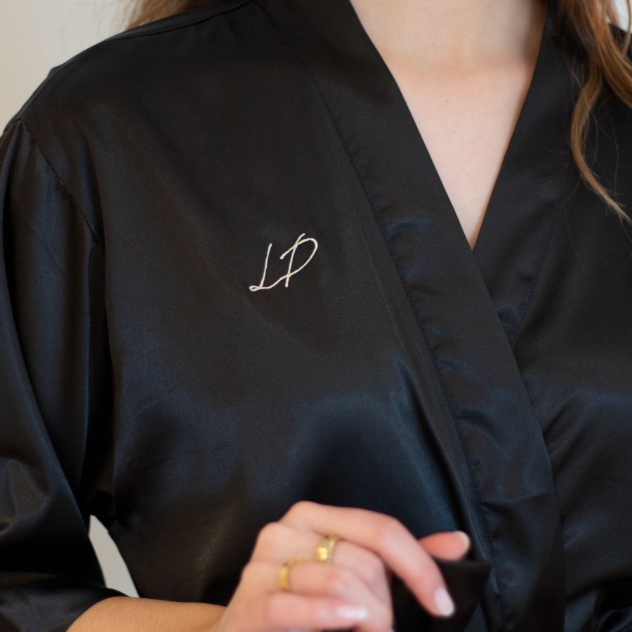 Home Les Précieuses | Satin Bathrobe - Black