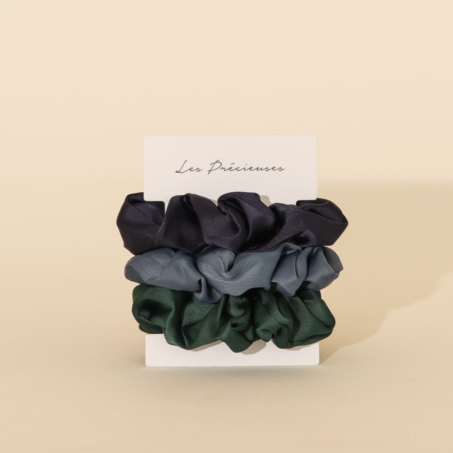 Hair Les Précieuses Chouchous Et Elastiques | Trio Mini Satin Scrunchies - Celestes