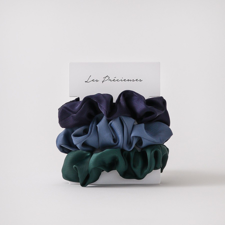 Hair Les Précieuses Chouchous Et Elastiques | Trio Mini Satin Scrunchies - Celestes