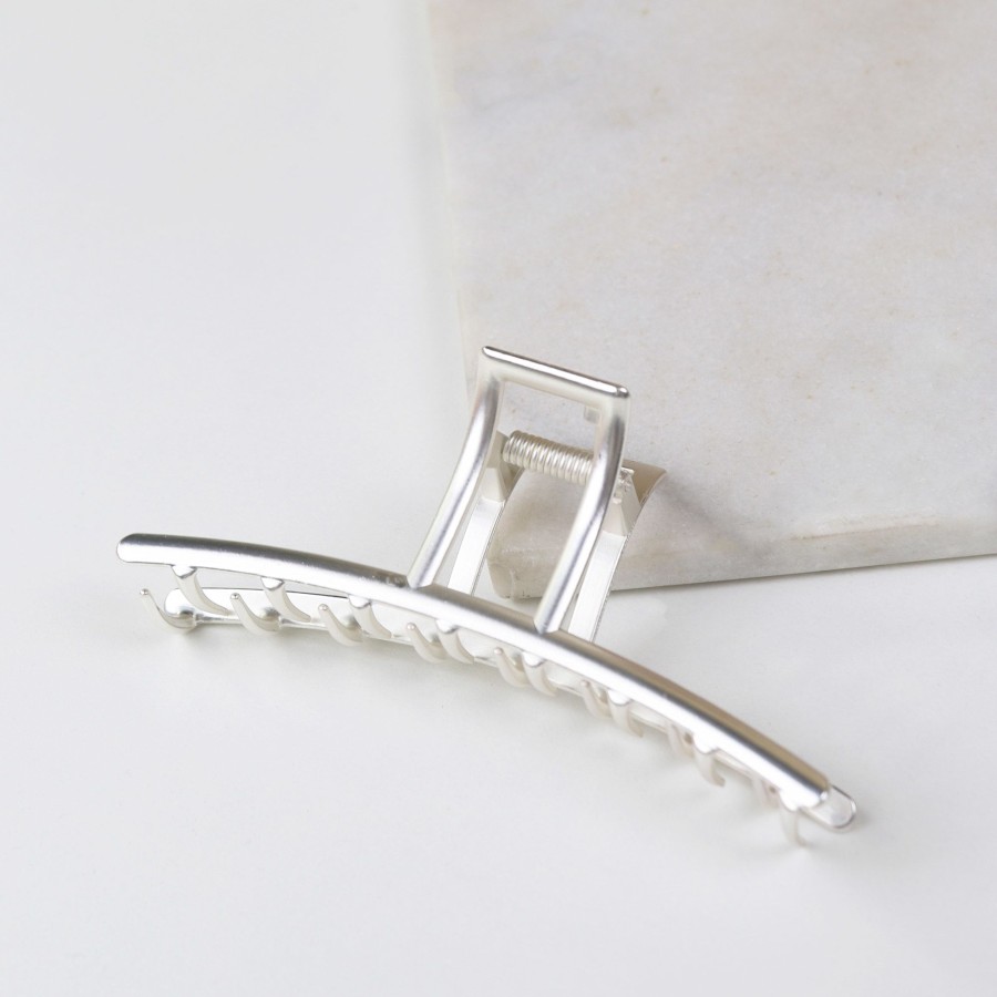 Hair Les Précieuses Pinces Et Barrettes | Clea Rectangular Metal Hair Clip - Silver