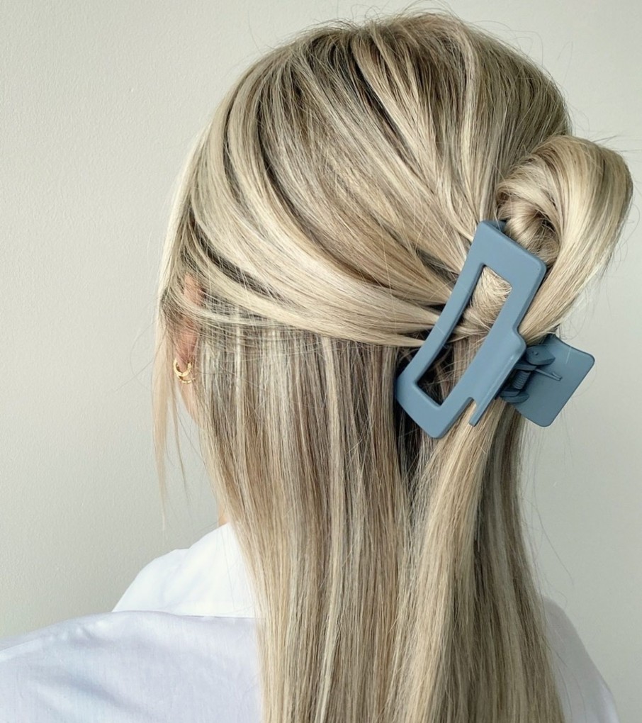 Hair Les Précieuses Pinces Et Barrettes | Openwork Hair Clip - Matte Blue Jean