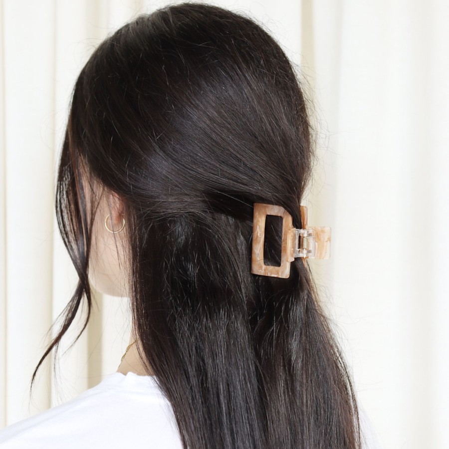 Hair Les Précieuses Pinces Et Barrettes | Square Hair Clip - Latte Glossy