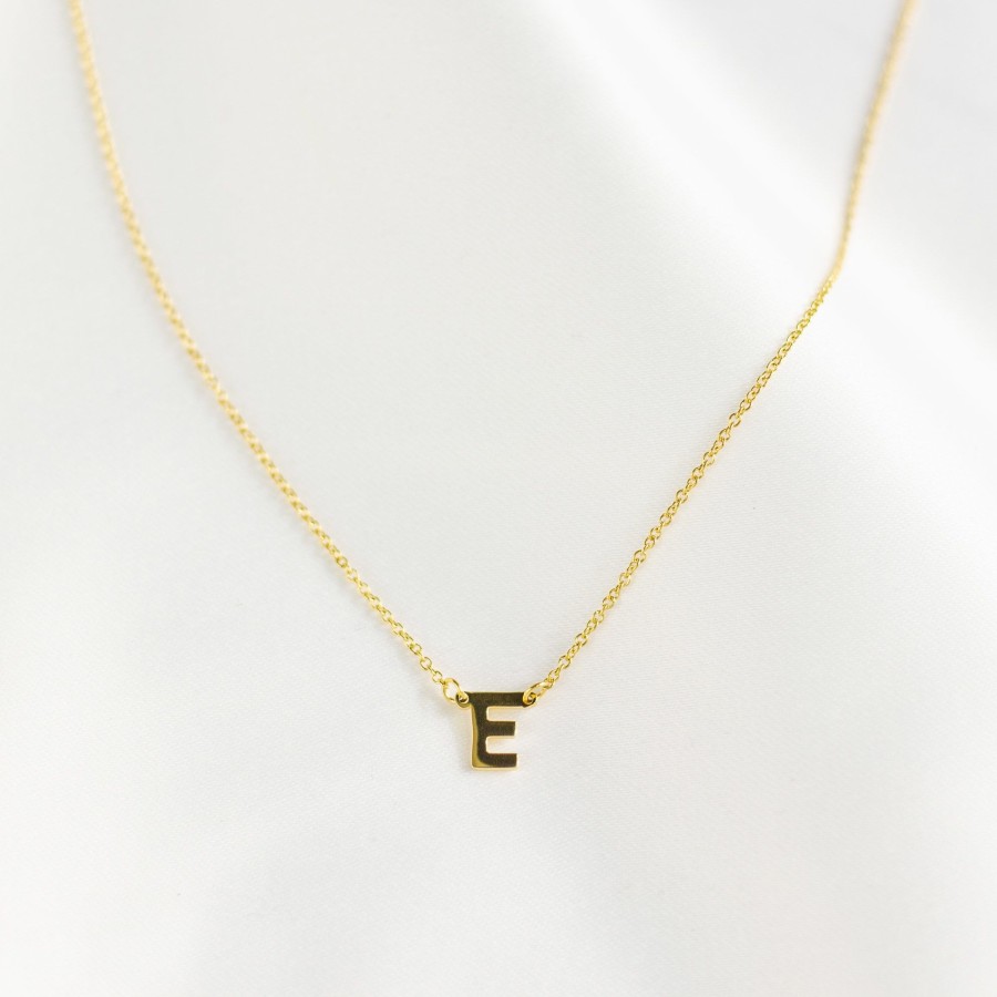 Jewelry Les Précieuses Bijoux | Letter E Pendant Necklace - Gold