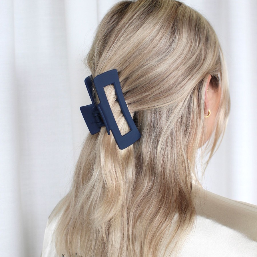 Hair Les Précieuses Pinces Et Barrettes | Long Openwork Hair Clip - Matte Navy