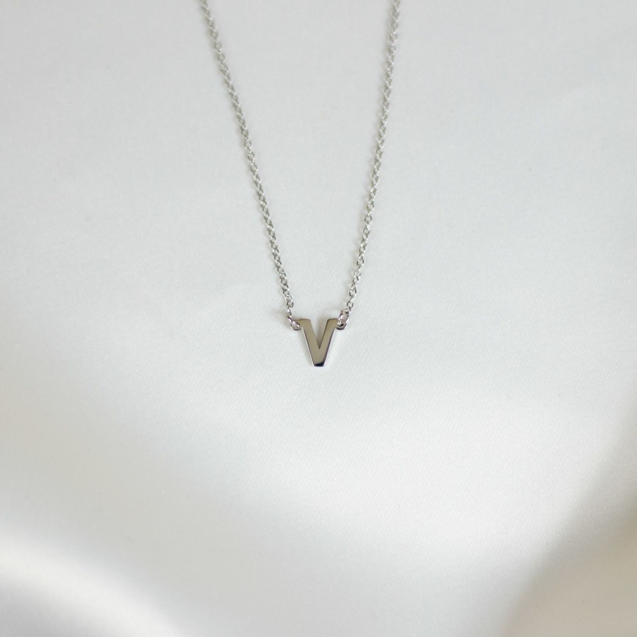 Jewelry Les Précieuses Bijoux | Letter V Pendant Necklace - Silver