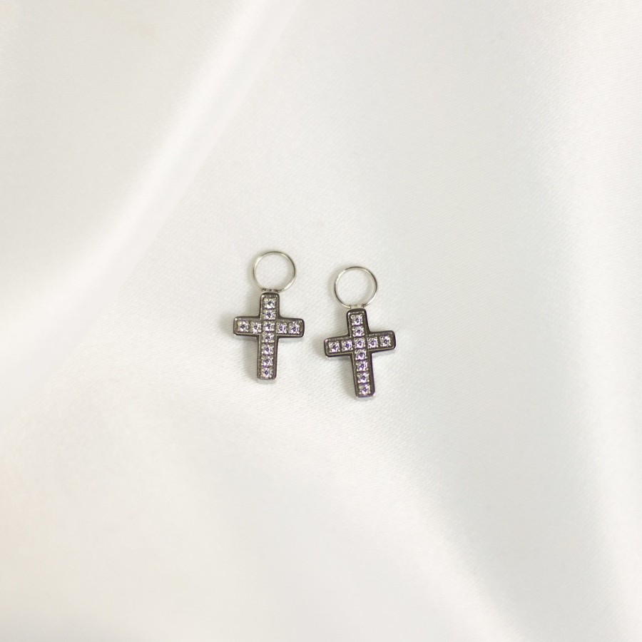 Jewelry Les Précieuses Bijoux | Lotus Cross Earring Charms - Silver