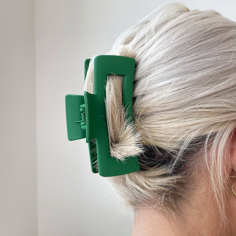 Hair Les Précieuses Pinces Et Barrettes | Long Openwork Hair Clip - Velvet Green