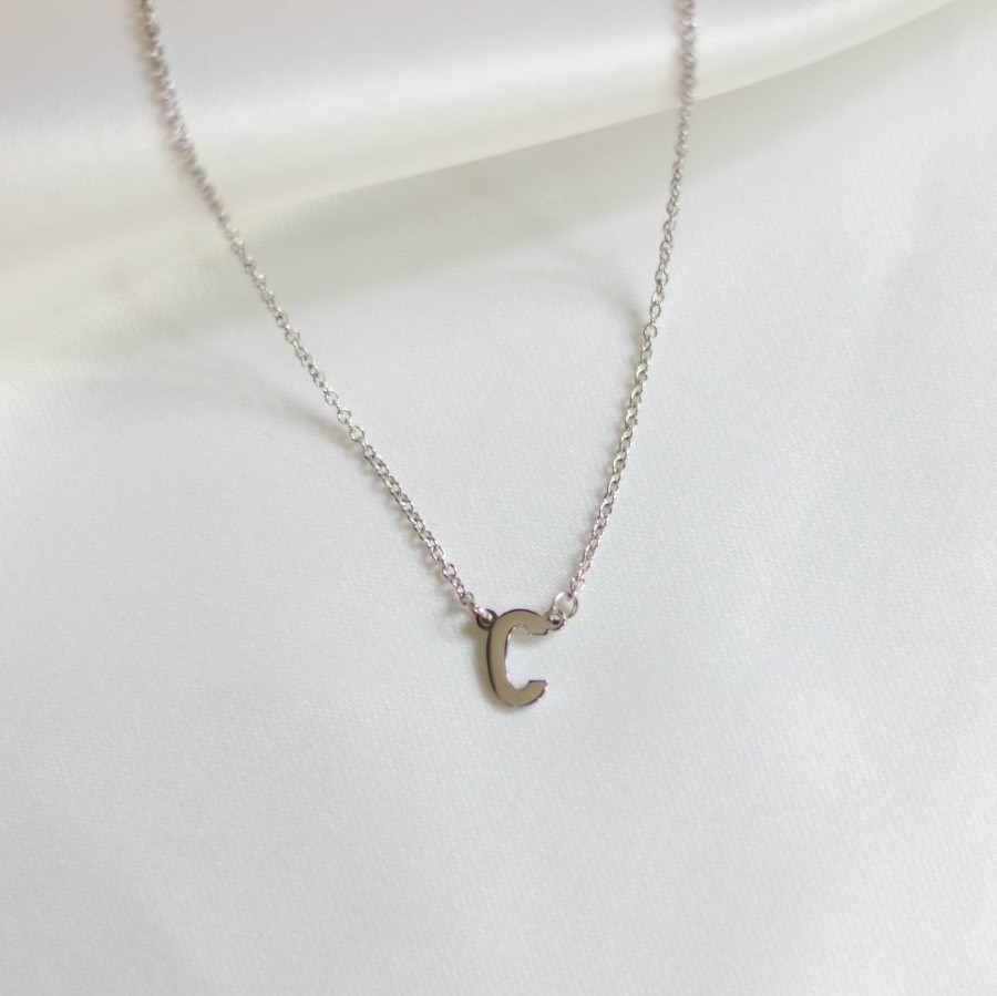 Jewelry Les Précieuses Bijoux | Letter C Pendant Necklace - Silver