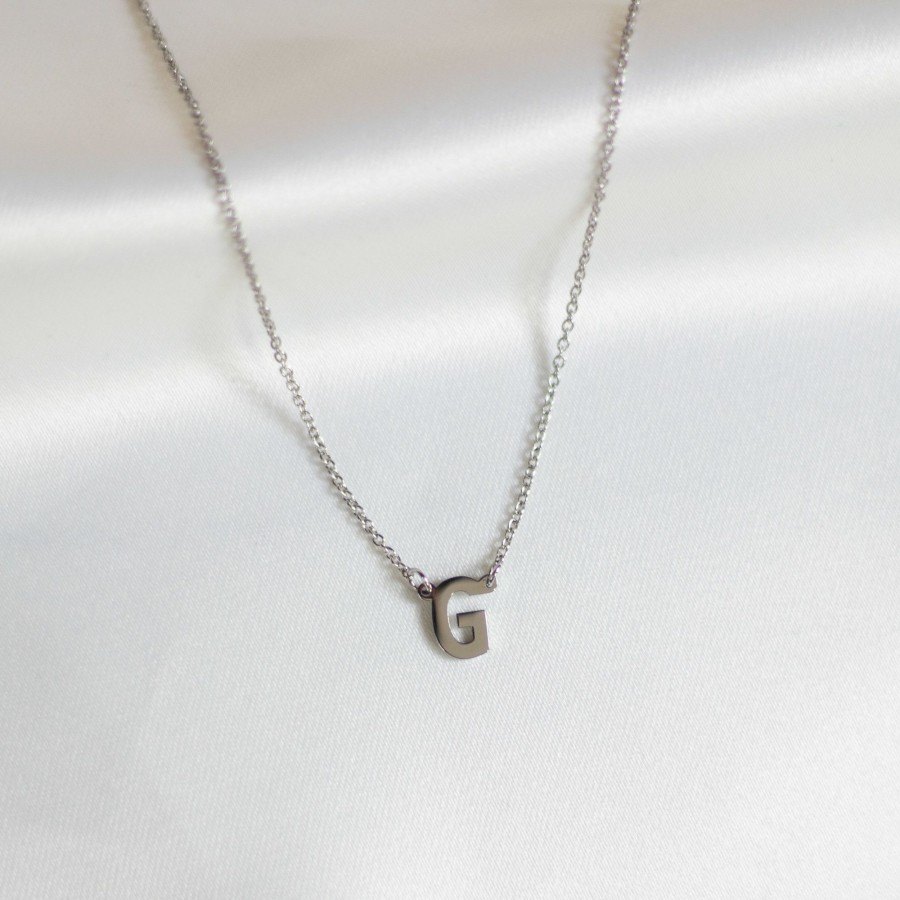 Jewelry Les Précieuses Bijoux | Letter G Pendant Necklace - Silver