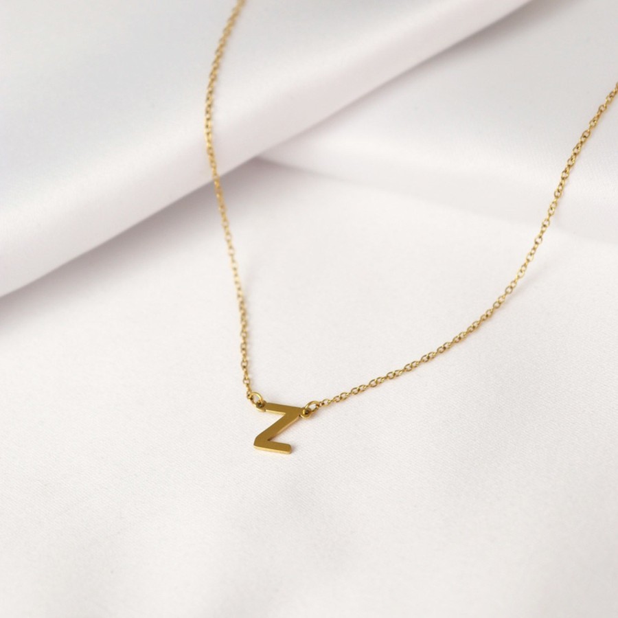 Jewelry Les Précieuses Bijoux | Letter Z Pendant Necklace - Gold