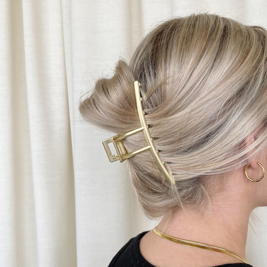 Hair Les Précieuses Pinces Et Barrettes | Clea Rectangular Metal Hair Clip - Gold