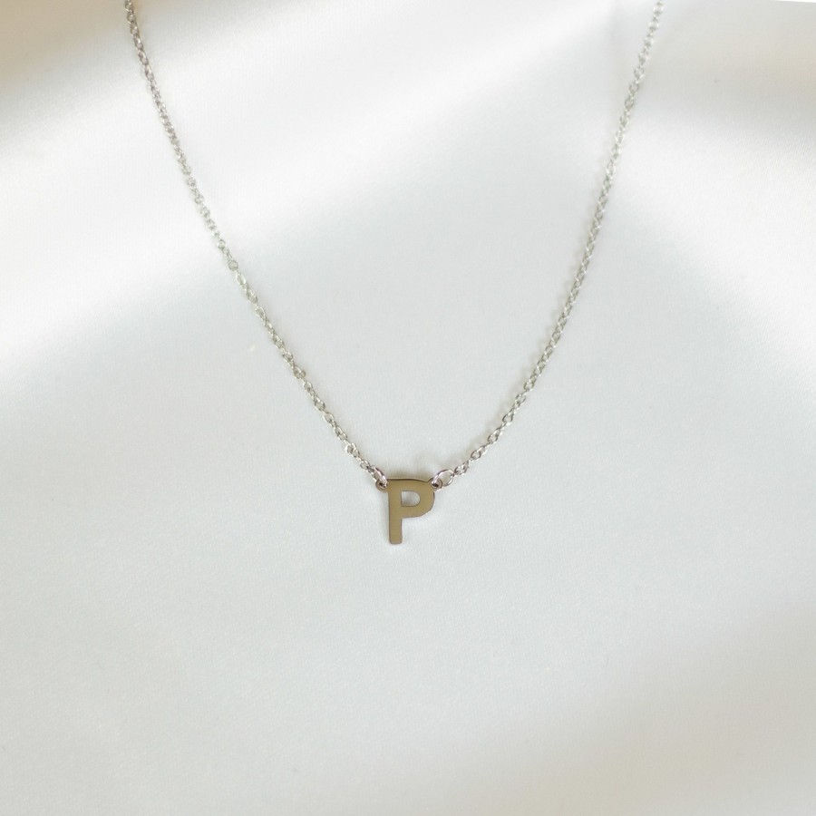 Jewelry Les Précieuses Bijoux | Letter P Pendant Necklace - Silver