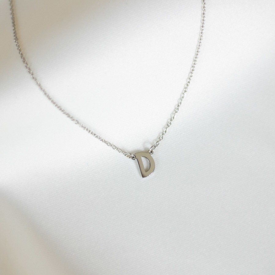 Jewelry Les Précieuses Bijoux | Letter D Pendant Necklace - Silver