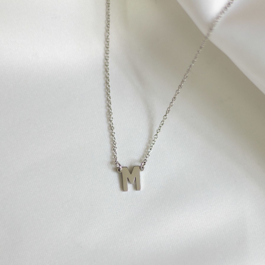 Jewelry Les Précieuses Bijoux | Letter M Pendant Necklace - Silver