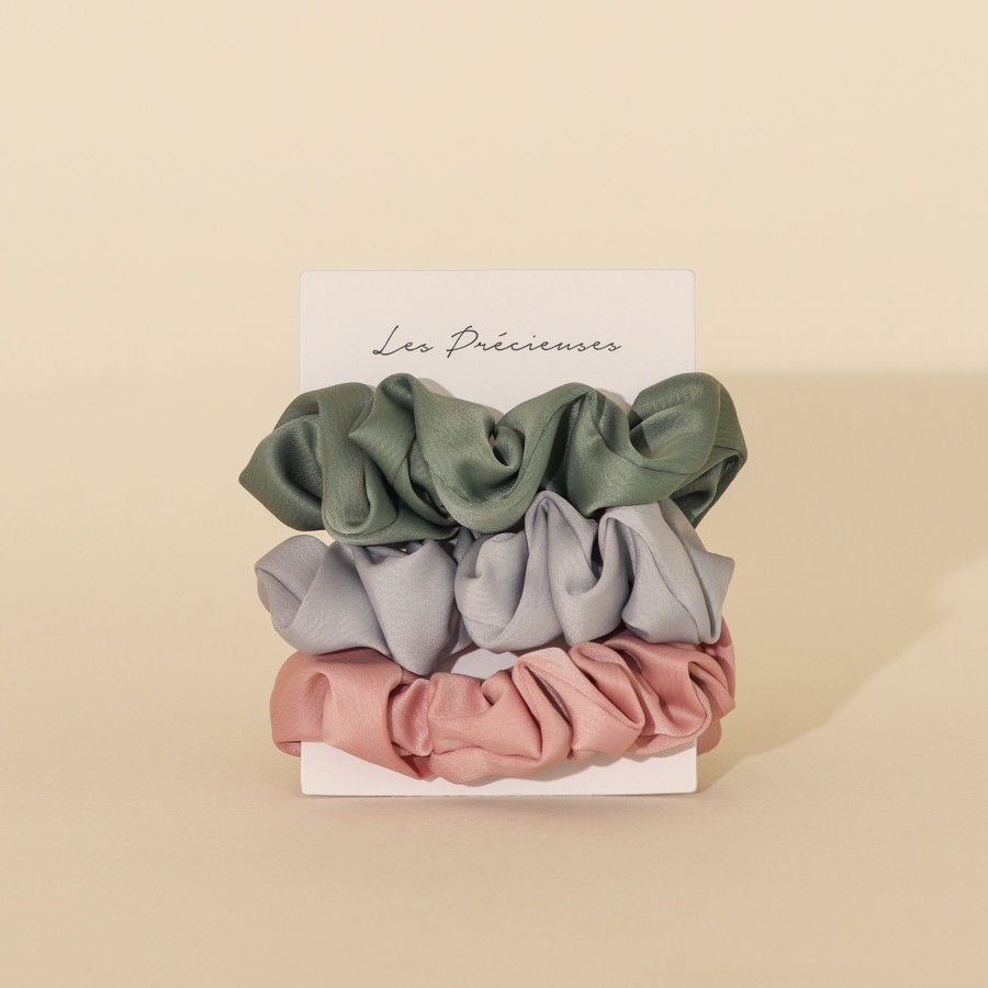 Hair Les Précieuses Chouchous Et Elastiques | Trio Of Mini Satin Scrunchies - Pastels