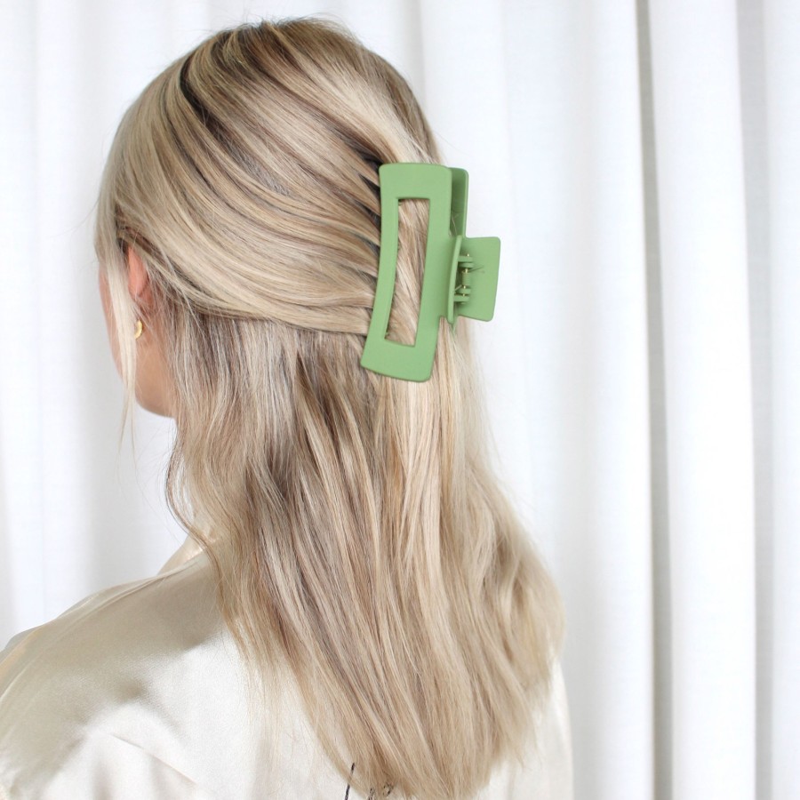 Hair Les Précieuses Pinces Et Barrettes | Long Openwork Hair Clip - Matte Avocado