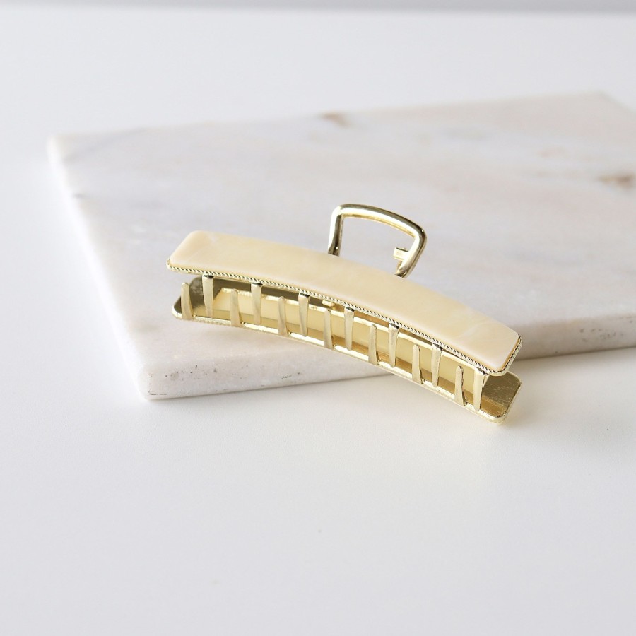 Hair Les Précieuses Pinces Et Barrettes | Hair Clip In Gold Metal With Finish - Yellow Marble