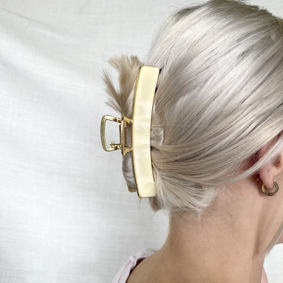 Hair Les Précieuses Pinces Et Barrettes | Hair Clip In Gold Metal With Finish - Yellow Marble