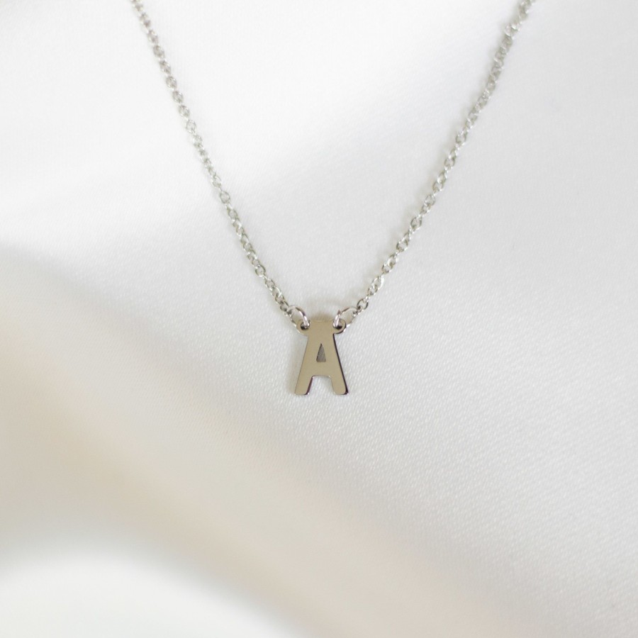 Jewelry Les Précieuses Bijoux | Letter A Pendant Necklace - Silver