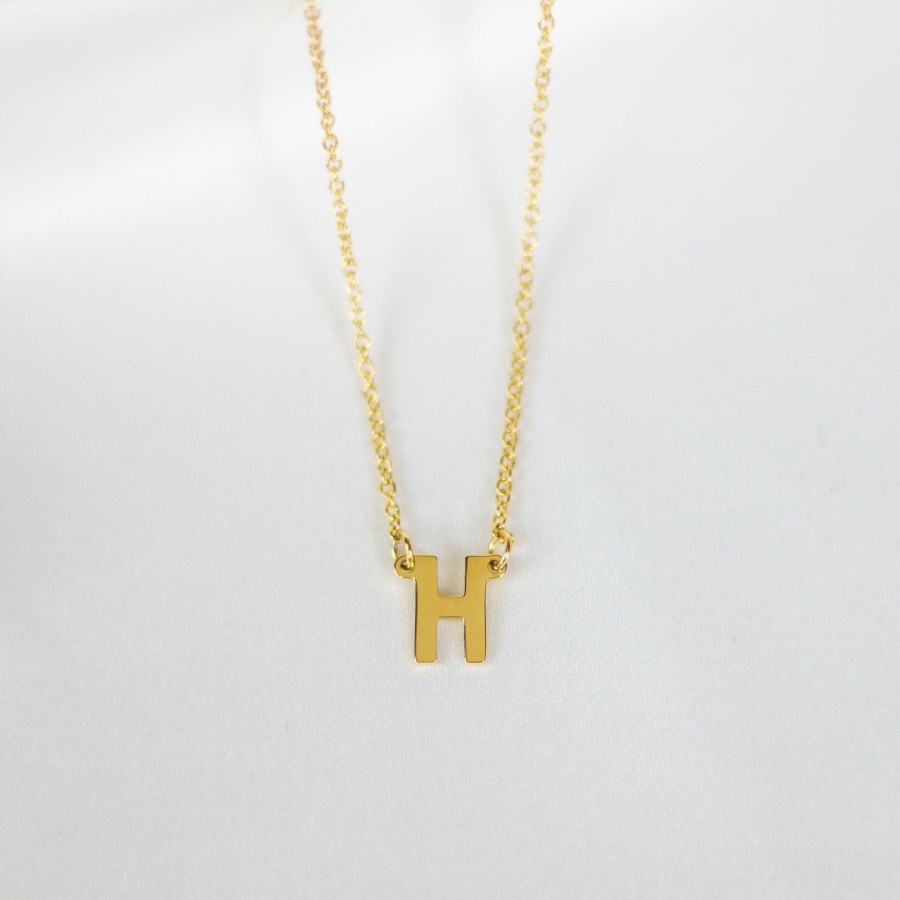 Jewelry Les Précieuses Bijoux | Letter H Pendant Necklace - Gold