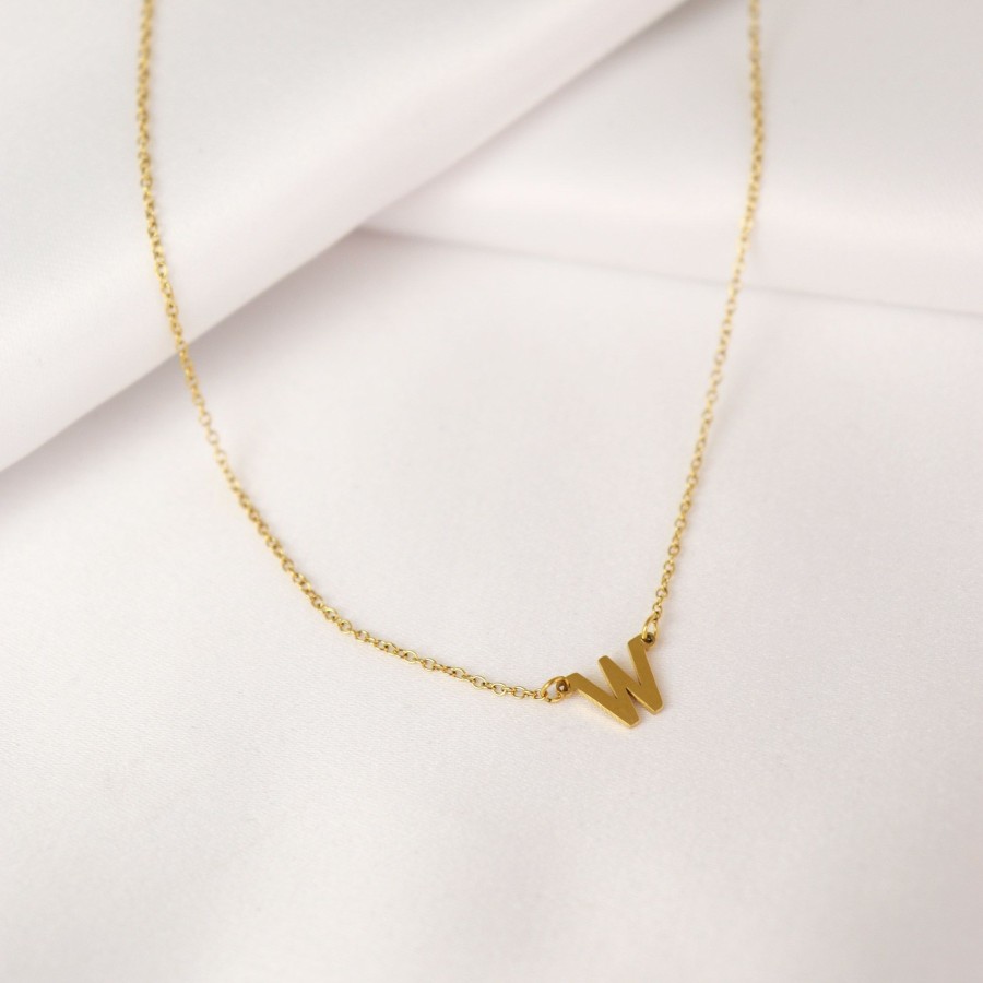 Jewelry Les Précieuses Bijoux | Letter W Pendant Necklace - Gold