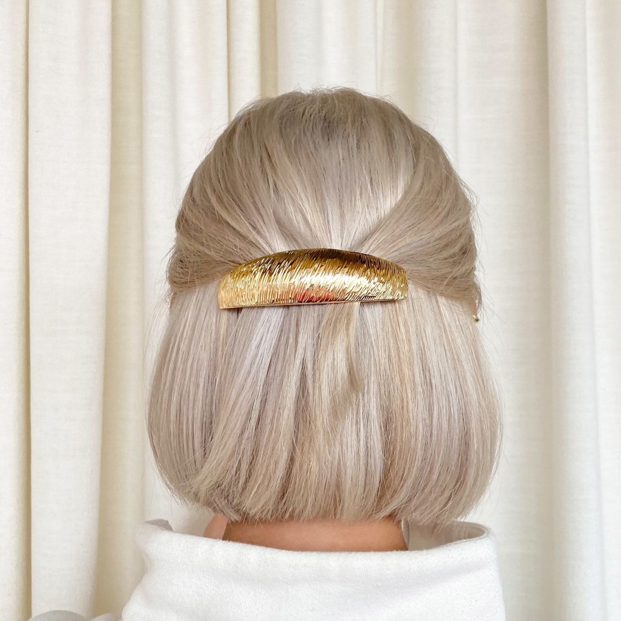 Hair Les Précieuses Pinces Et Barrettes | Rounded Metal Hair Barrette - Gold Relief