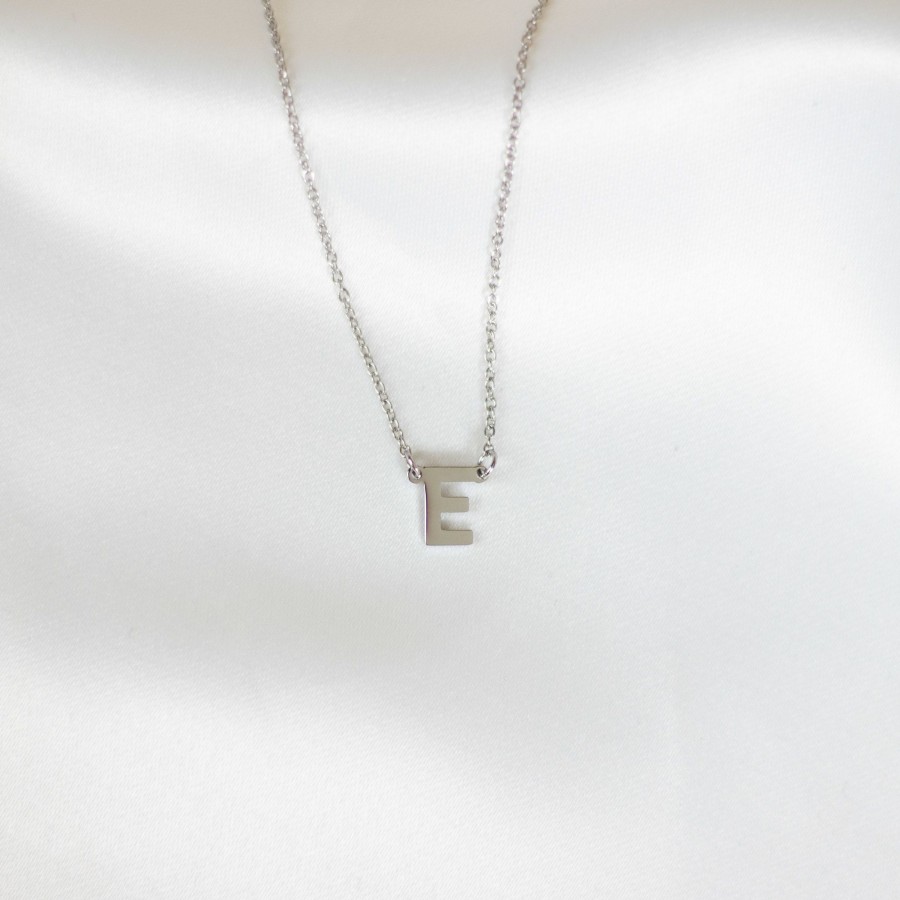 Jewelry Les Précieuses Bijoux | Letter E Pendant Necklace - Silver