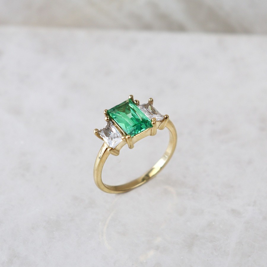 Jewelry Les Précieuses Bijoux | Emerald Baguette Ring - Gold