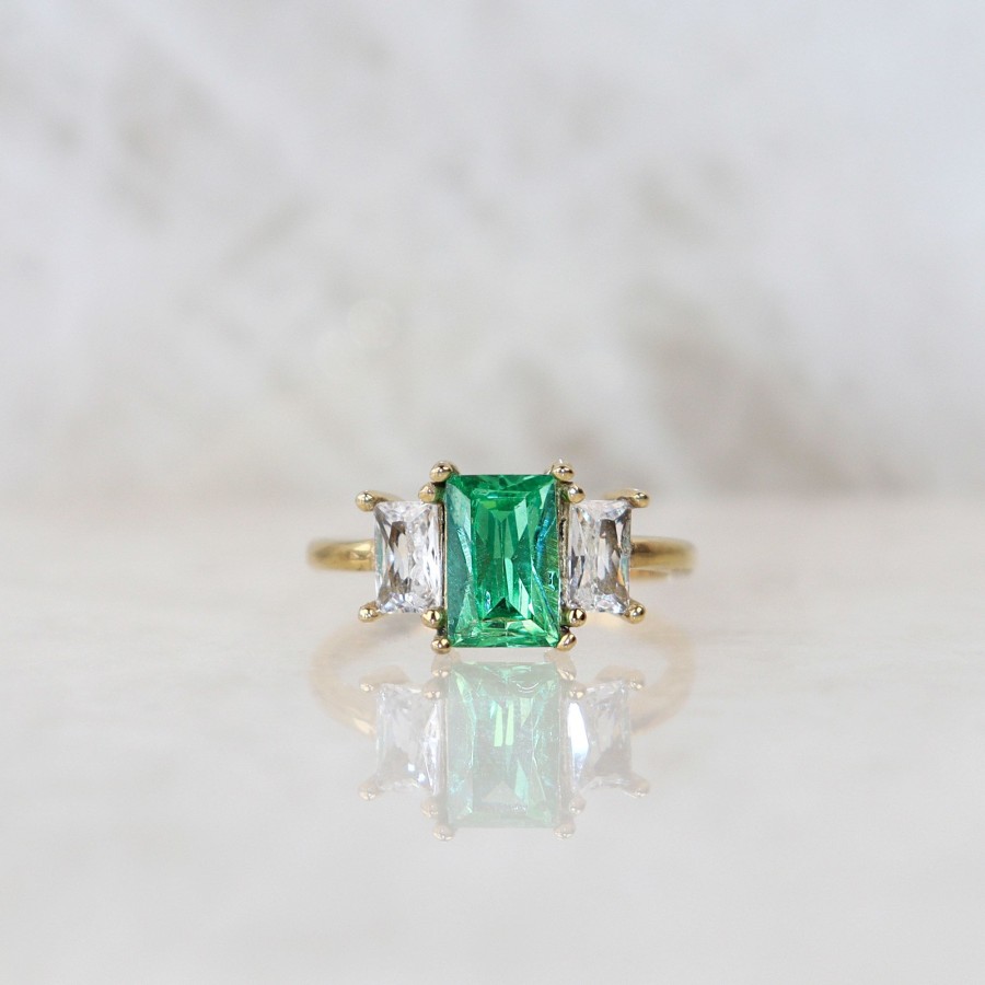 Jewelry Les Précieuses Bijoux | Emerald Baguette Ring - Gold