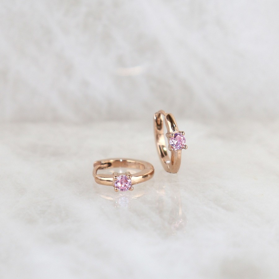 Jewelry Les Précieuses Bijoux | Belle-De-Jour 14Mm Pink Zircon - Rose Gold