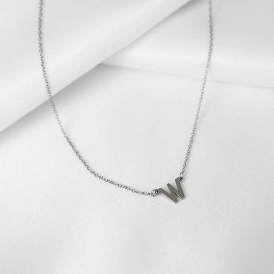 Jewelry Les Précieuses Bijoux | Letter W Pendant Necklace - Silver