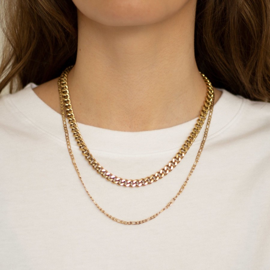 Jewelry Les Précieuses Bijoux | Petunia Gold Curb Chain Necklace - 17