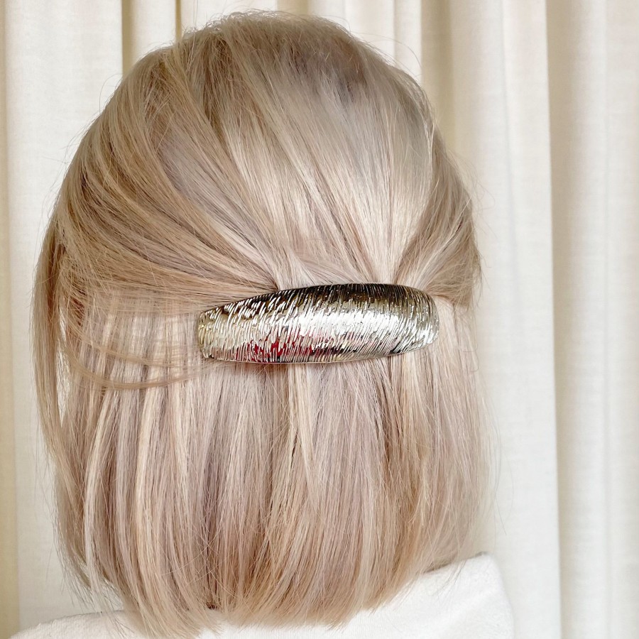 Hair Les Précieuses Pinces Et Barrettes | Rounded Metal Hair Barrette - Silver Relief