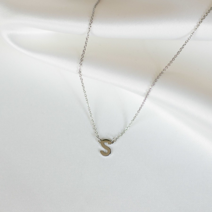 Jewelry Les Précieuses Bijoux | Letter S Pendant Necklace - Silver