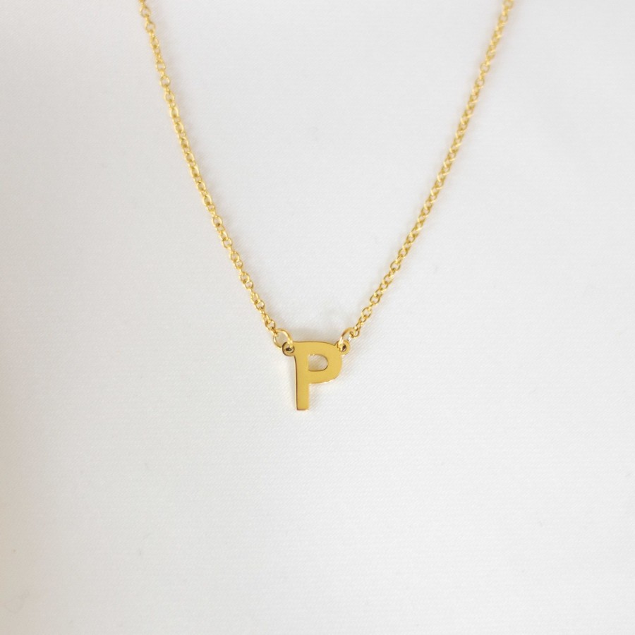 Jewelry Les Précieuses Bijoux | Letter P Pendant Necklace - Gold