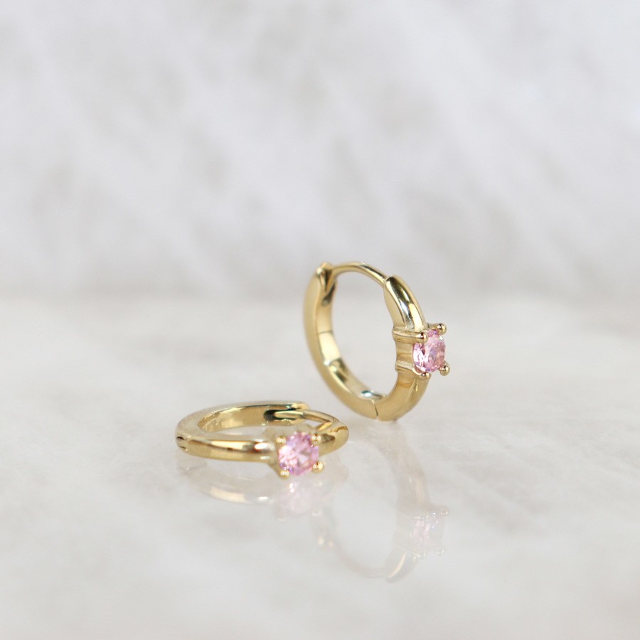 Jewelry Les Précieuses Bijoux | Belle-De-Jour 14Mm Pink Zircon - Gold