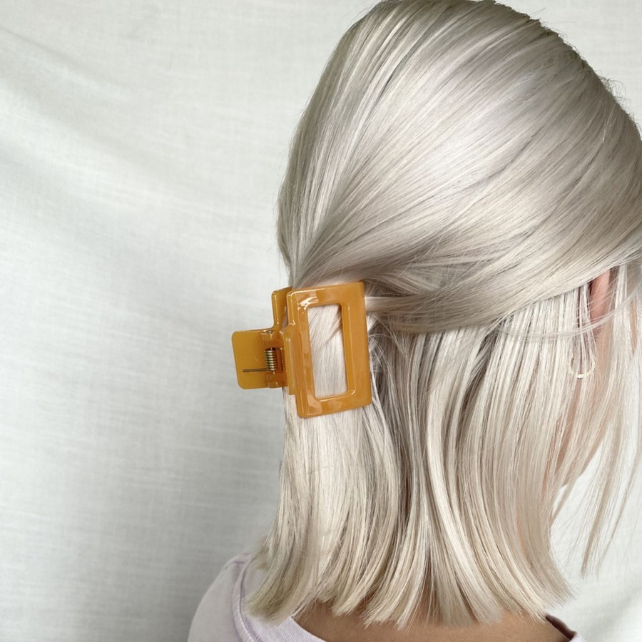 Hair Les Précieuses Pinces Et Barrettes | Square Hair Clip - Tangerine Glossy