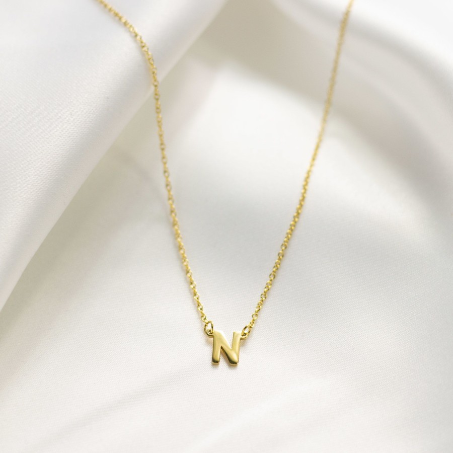 Jewelry Les Précieuses Bijoux | Letter N Pendant Necklace - Gold