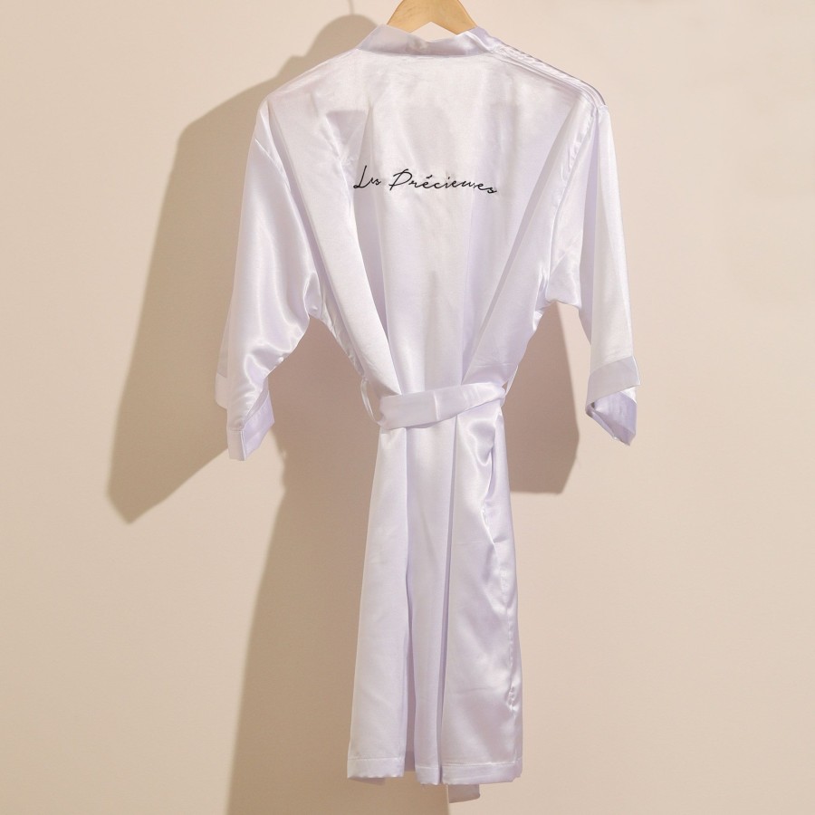 Home Les Précieuses | White Satin Bathrobe