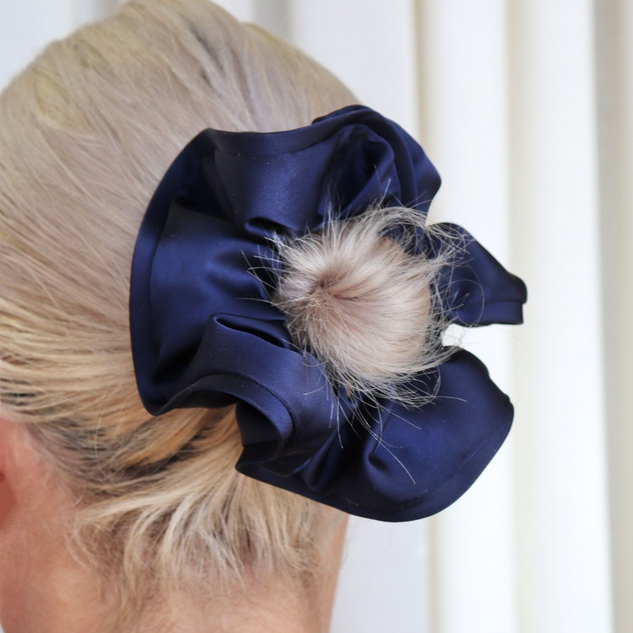 Hair Les Précieuses Chouchous Et Elastiques | Deluxe Satin Scrunchie - Navy