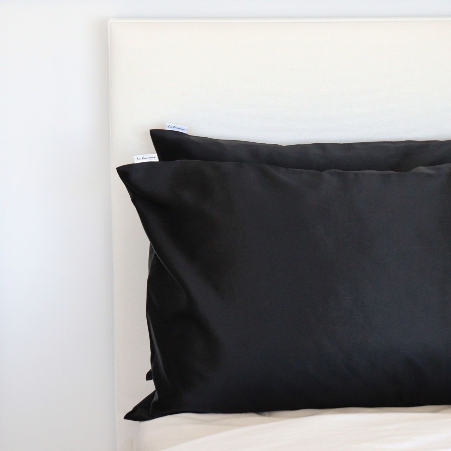 Home Les Précieuses | Black Pure Mulberry Silk Pillowcase - Queen