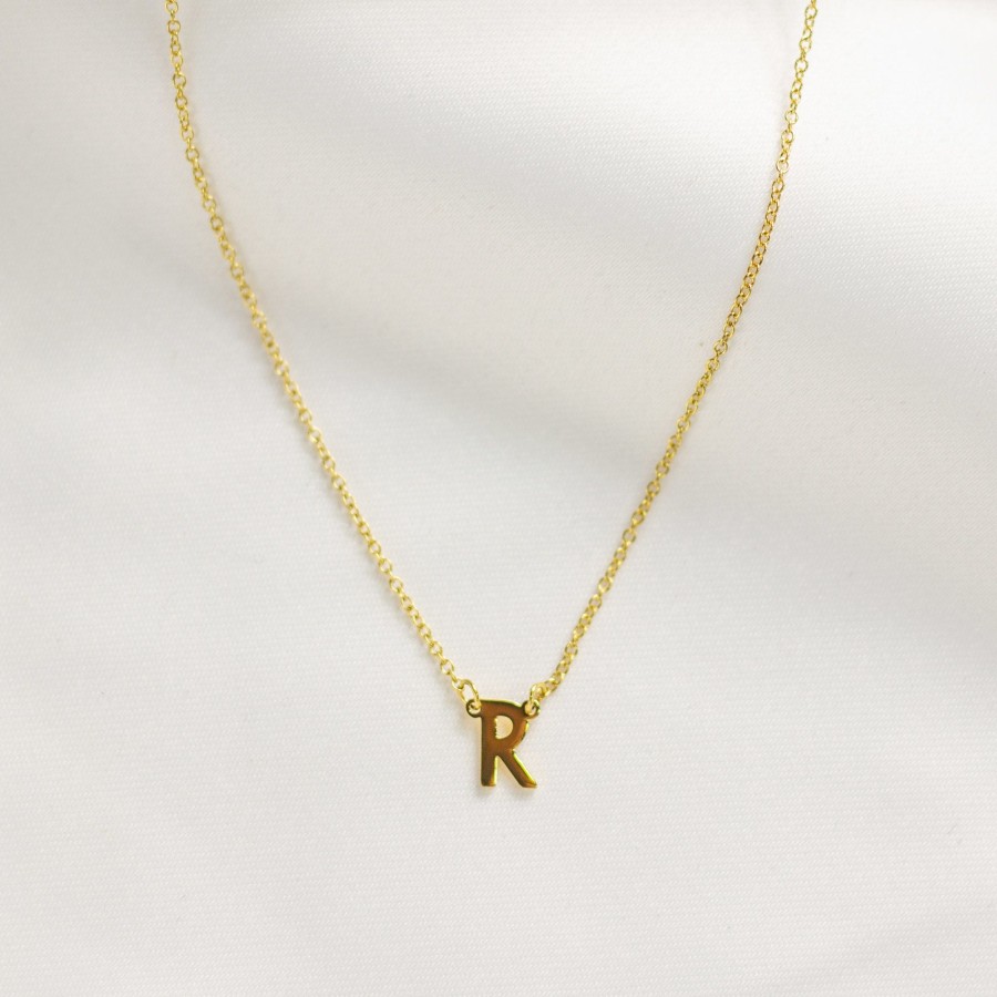 Jewelry Les Précieuses Bijoux | Letter R Pendant Necklace - Gold